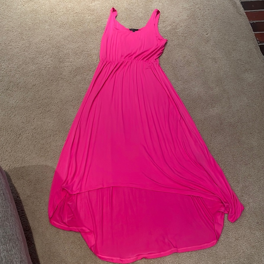 Maxi hot pink hi low dress